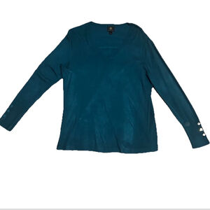 Women's JM Collection Teal V-Neck Sweater Large